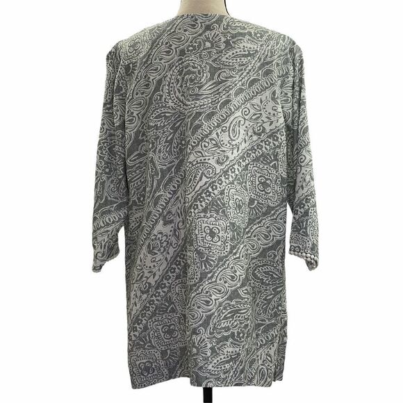 JONES Ny Gray Paisley Floral Lace Blouse 0x - Picture 5 of 12